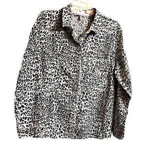 Victoria Secret P J Top Button Down Shirt Size S/P Animal Print